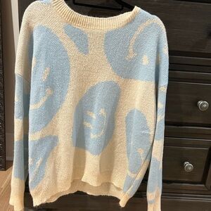 Altar'd State Blue and Cream Patterned Sweater